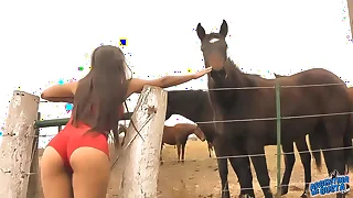 An obstacle Shove around hot Lady Pony Whisperer - Astonishing Body Latina! 10  Ass!